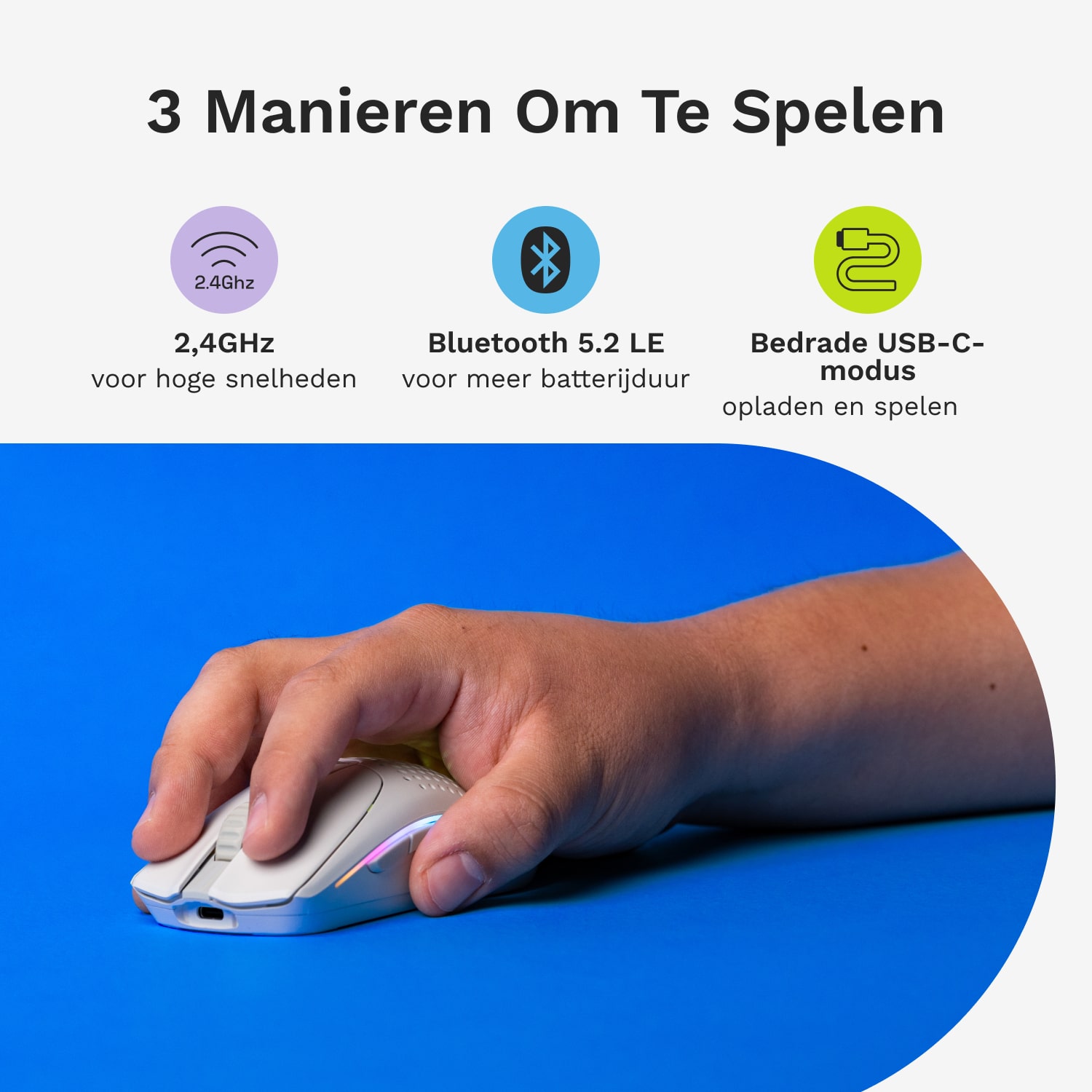 Glorious Gaming Model O 2 Mini Wireless muis Gamen Rechtshandig RF-draadloos + Bluetooth Optisch 26000 DPI - Afbeelding 4