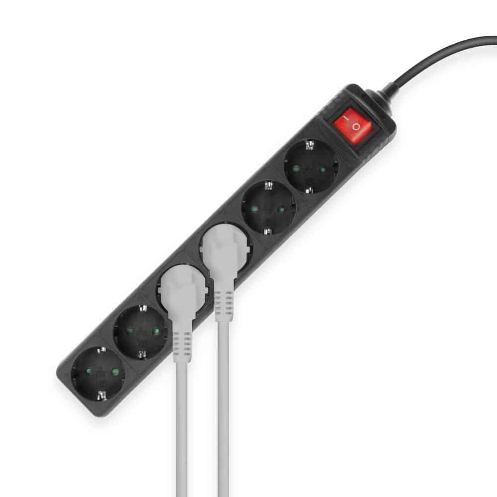 ACT Stekkerdoos met lichtgevende schakelaar, 6 sockets, 3 m, zwart - Afbeelding 3