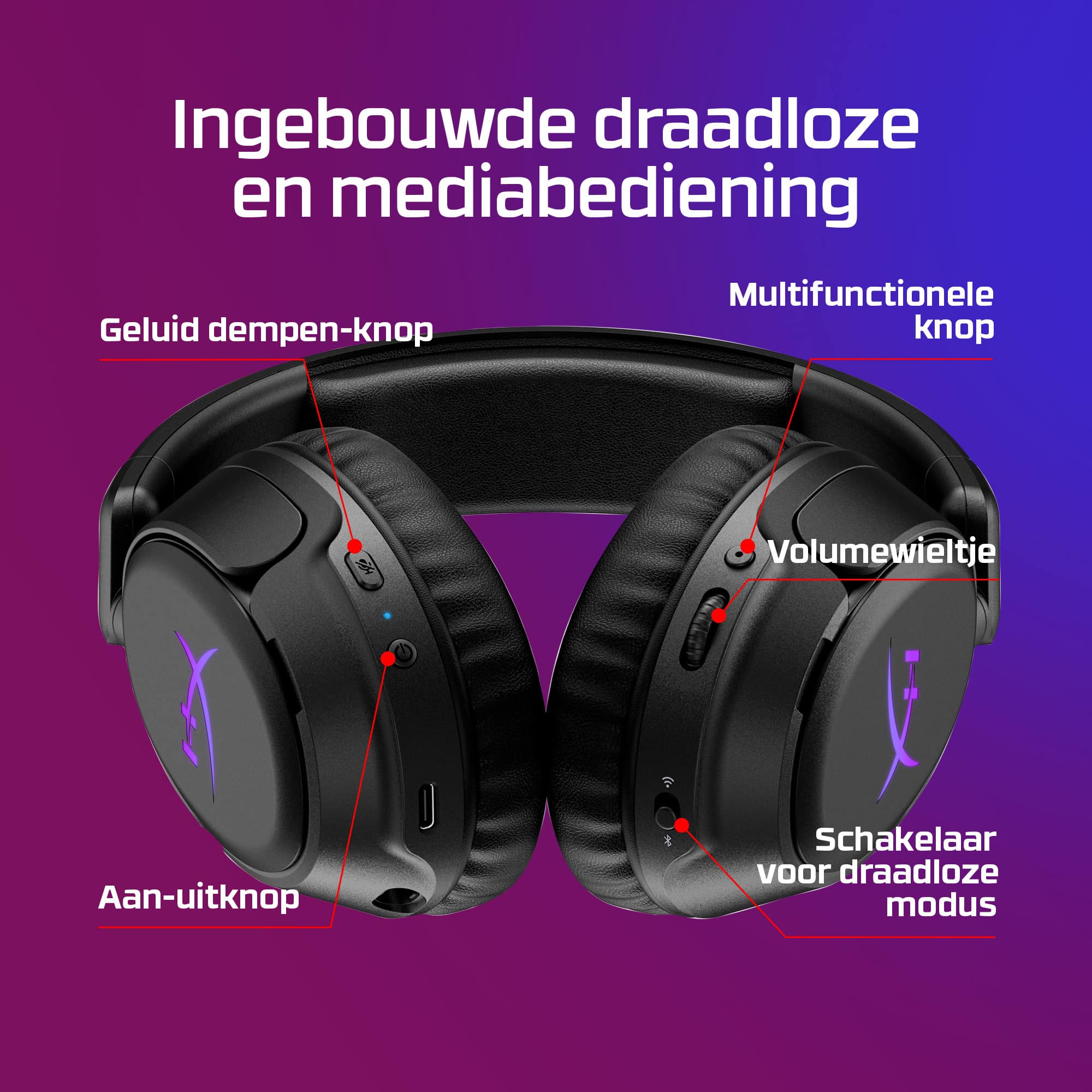 HyperX Cloud Flight 2 - Wireless Gaming Headset (White) - Afbeelding 4