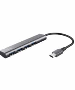 Trust Halyx USB Hub - 4-poorts USB-A hub – USB 3.2 Gen 1 – 5 Gbps – Grijs