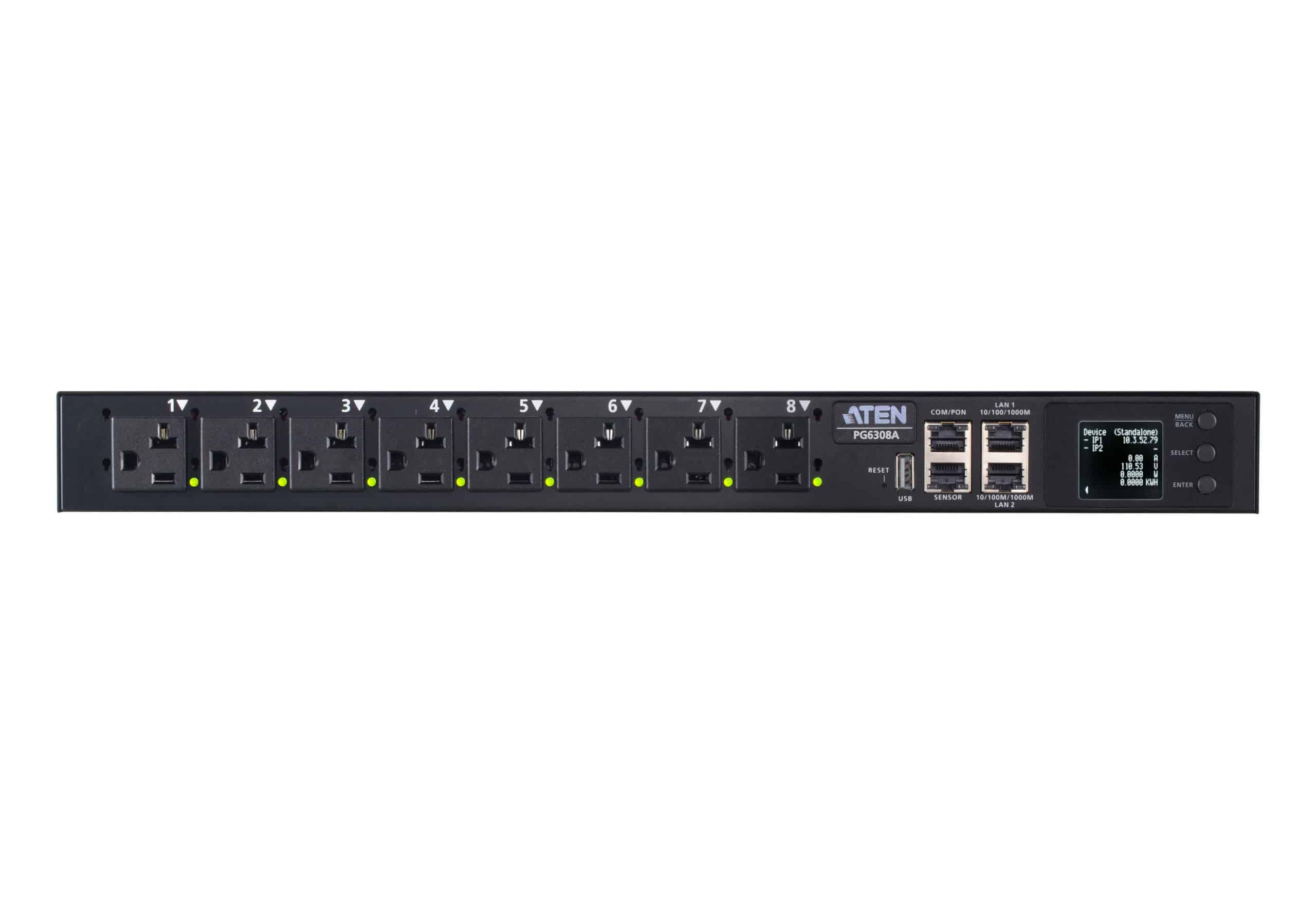 ATEN PG6308G-AT energiedistributie 8 AC-uitgang(en) 1U Zwart Stekkerdoos - Afbeelding 2