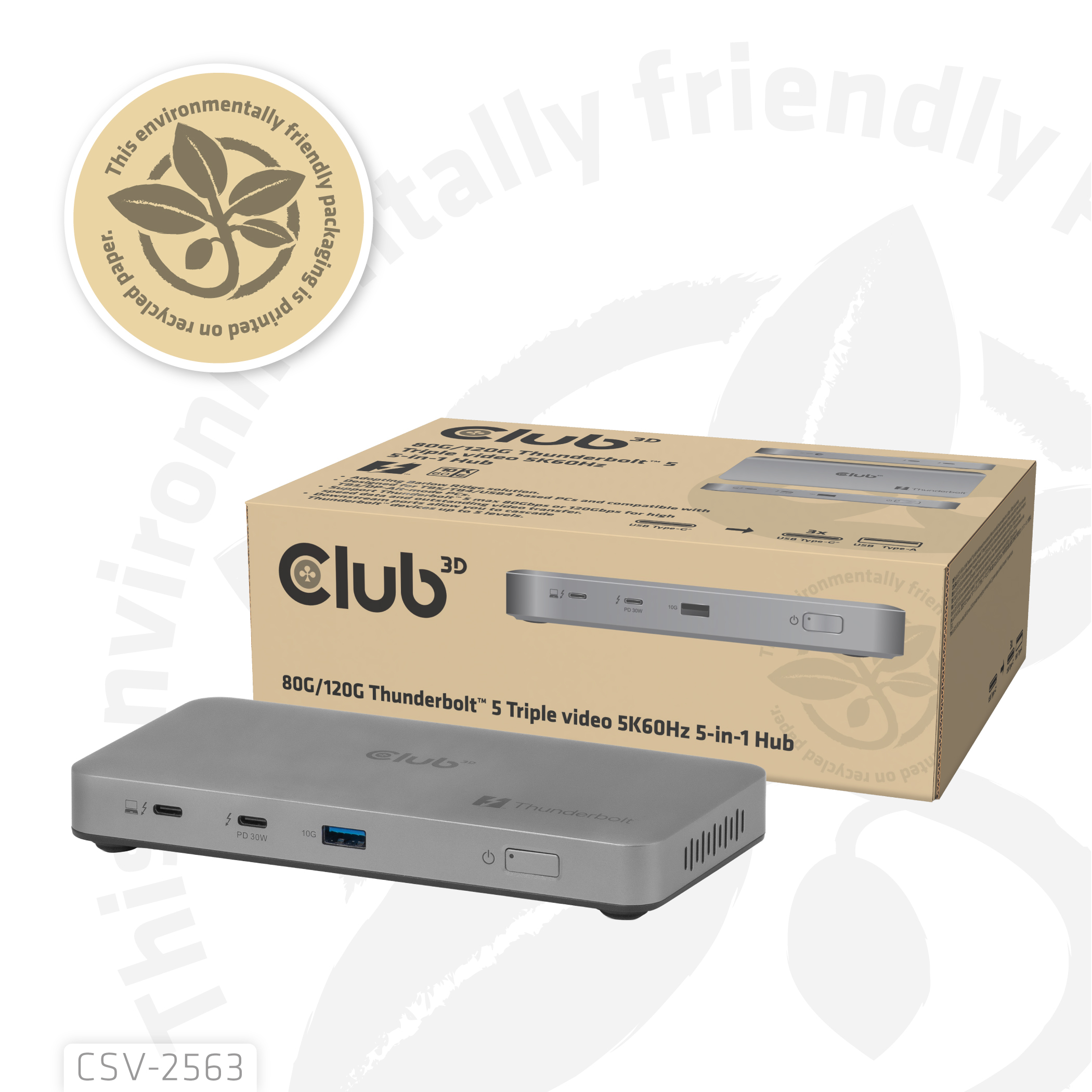 CLUB3D CSV-2563 5-1 Thunderbolt™ 5 Hub Triple video 5K60Hz Thunderbolt™ Share Certifi ed 180W - Afbeelding 6