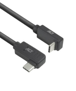 ACT USB 3.0 10Gbps 60W USB Type-C (haaks links/rechts) naar USB Type-C (haaks boven/beneden) kabel, 2 meter