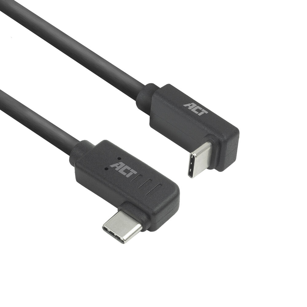 ACT USB 3.0 10Gbps 60W USB Type-C (haaks links/rechts) naar USB Type-C (haaks boven/beneden) kabel, 2 meter