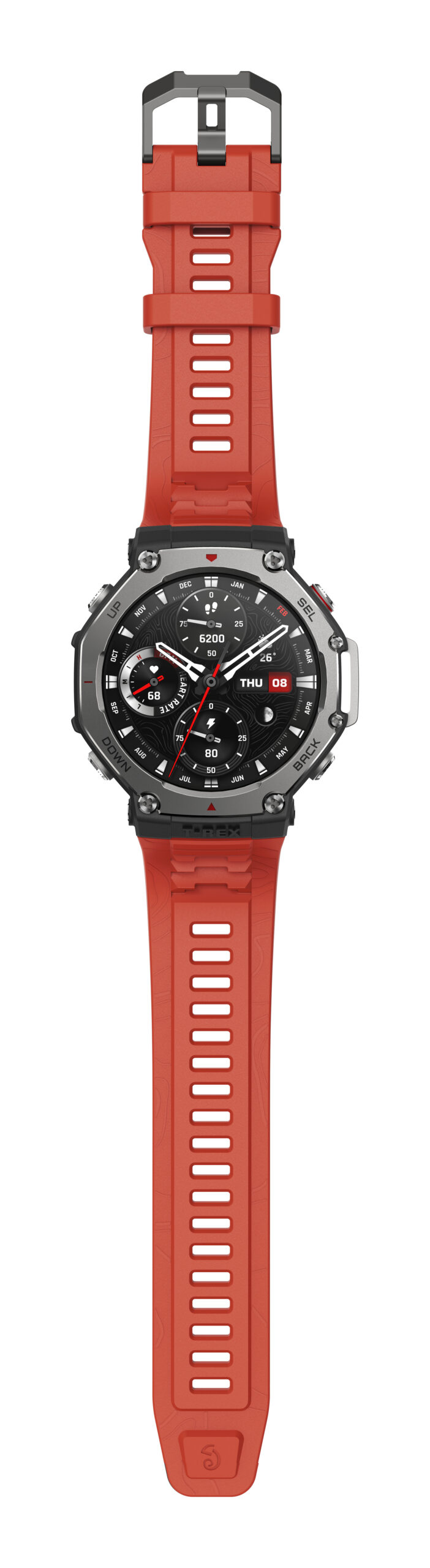 Amazfit T-Rex 3 Lava 3,81 cm (1.5") AMOLED 48.5 mm Digitaal 480 x 480 Pixels Touchscreen Zwart, Roestvrijstaal GPS - Afbeelding 7