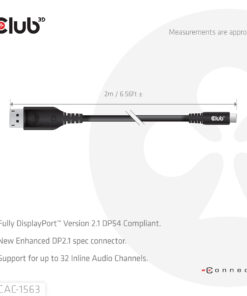 CLUB3D CAC-1563 USB-C® to DisplayPort™ 2.1 DP54 Bi-Directional Cable 8K120Hz 2m / 6.6ft - Afbeelding 4