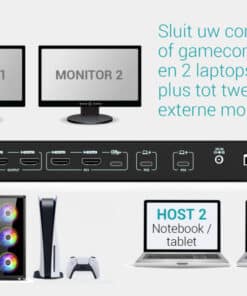 i-tec USB-C KVM Dock PRO for Three Hosts, Dual Video, with 2x Power Delivery, max 92W - Afbeelding 3