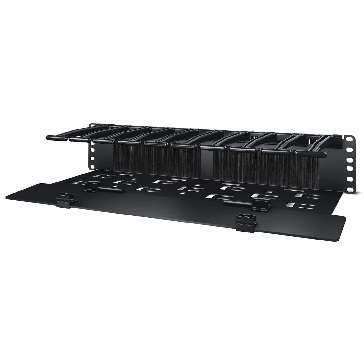 APC Horizontale kabelgeleider, 2U x 15 cm diep met bodemplaat voor het afsnoeren van kabels, enkelzijdig met afdekplaat - Afbeelding 2