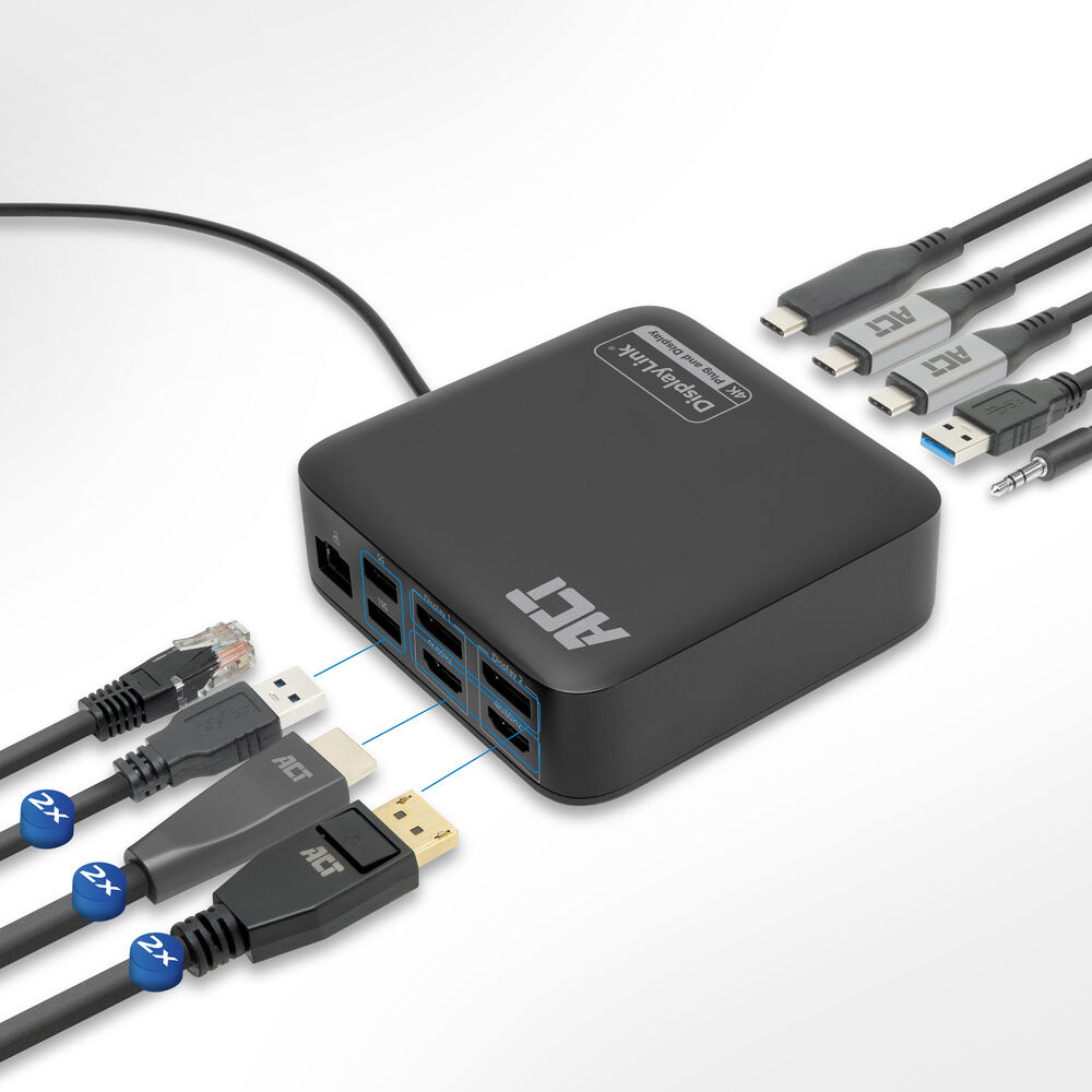 ACT Universeel USB-C Dockingstation 4K, voor 2 HDMI/DisplayPort monitoren, DisplayLink, compact model - Afbeelding 3