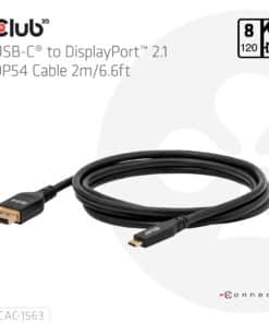 CLUB3D CAC-1563 USB-C® to DisplayPort™ 2.1 DP54 Bi-Directional Cable 8K120Hz 2m / 6.6ft - Afbeelding 3
