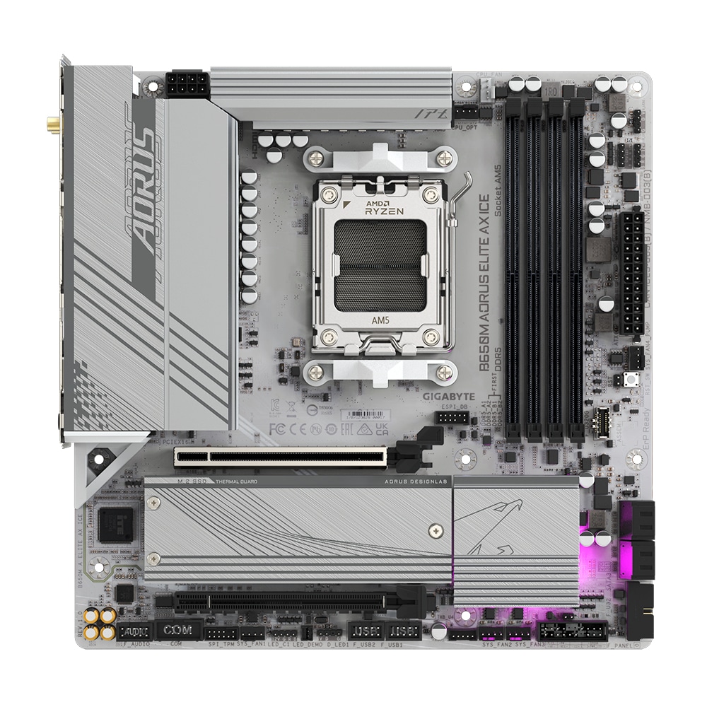GIGABYTE B650M AORUS ELITE AX ICE moederbord AMD B650 Socket AM5 micro ATX - Afbeelding 2