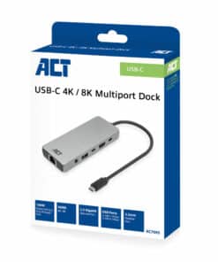 ACT USB-C 4K / 8K 30Hz dockingstation voor 1 HDMI monitor, 2,5 Gigabit ethernet, USB-C 10Gbps, USB-A 10Gbps, 3,5mm audio, PD pass-through - Afbeelding 2