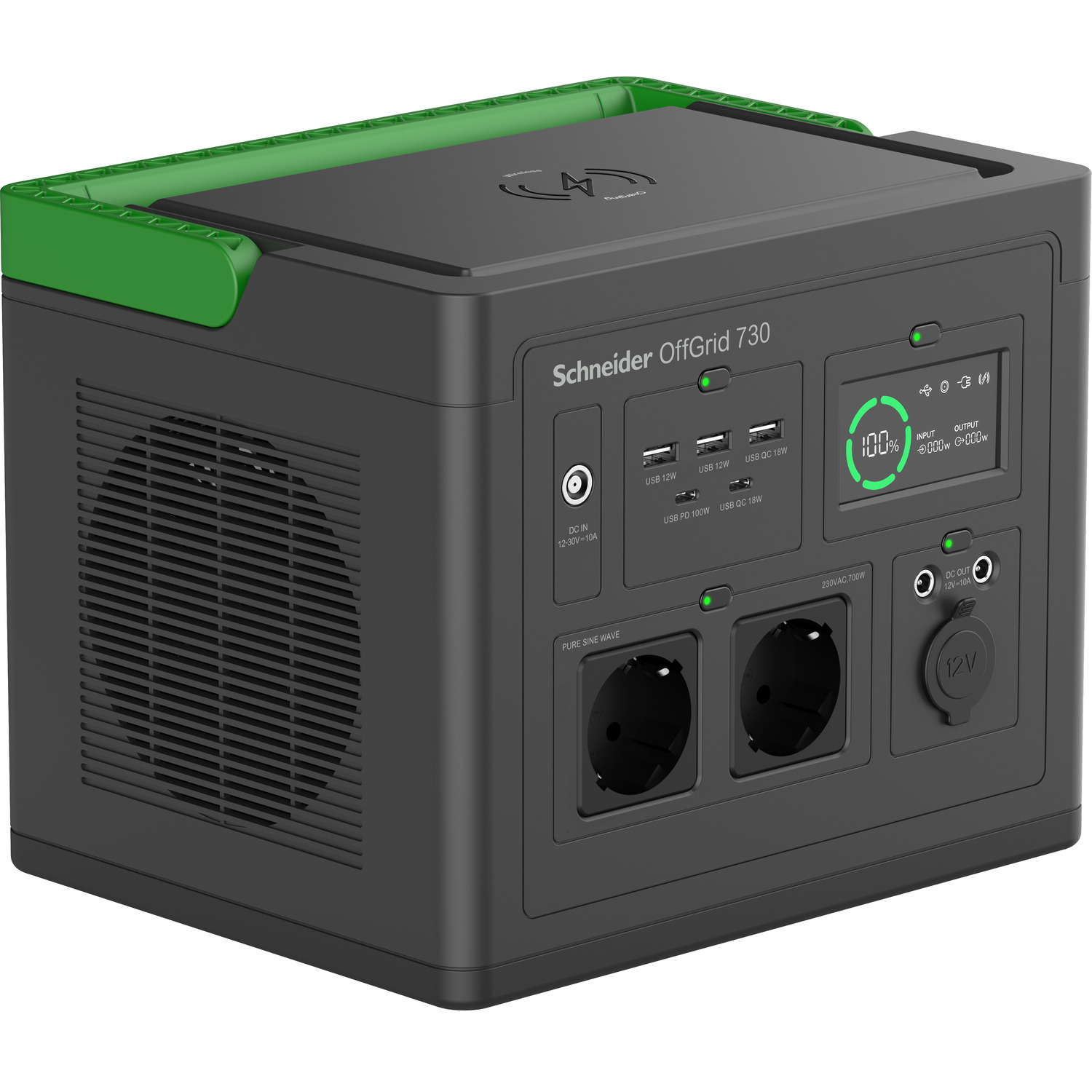 APC SE OffGrid Portable Power Station 730 - Li-Ion accu, LCD, 2x stopcontact, 3x USB-A, 2x USB-C, 3x 12V, draadloze lader - Afbeelding 2