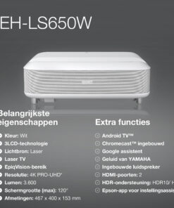 Epson EH-LS650W 4K PRO-UHD smart laserprojector, 3600 lumen, scherm van maximaal 120 inch - Afbeelding 7
