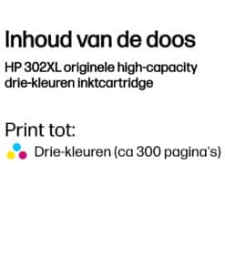 HP 302XL originele high-capacity drie-kleuren inktcartridge - Afbeelding 2