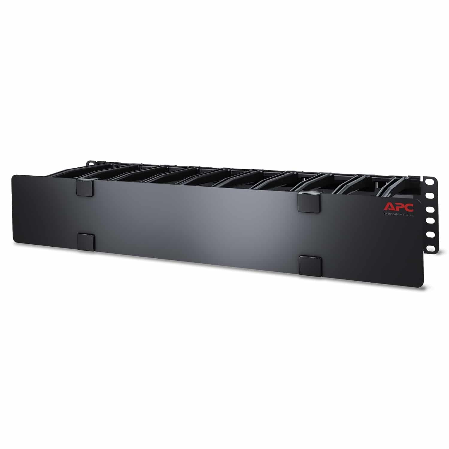 APC Horizontale kabelgeleider, 2U x 15 cm diep met bodemplaat voor het afsnoeren van kabels, enkelzijdig met afdekplaat