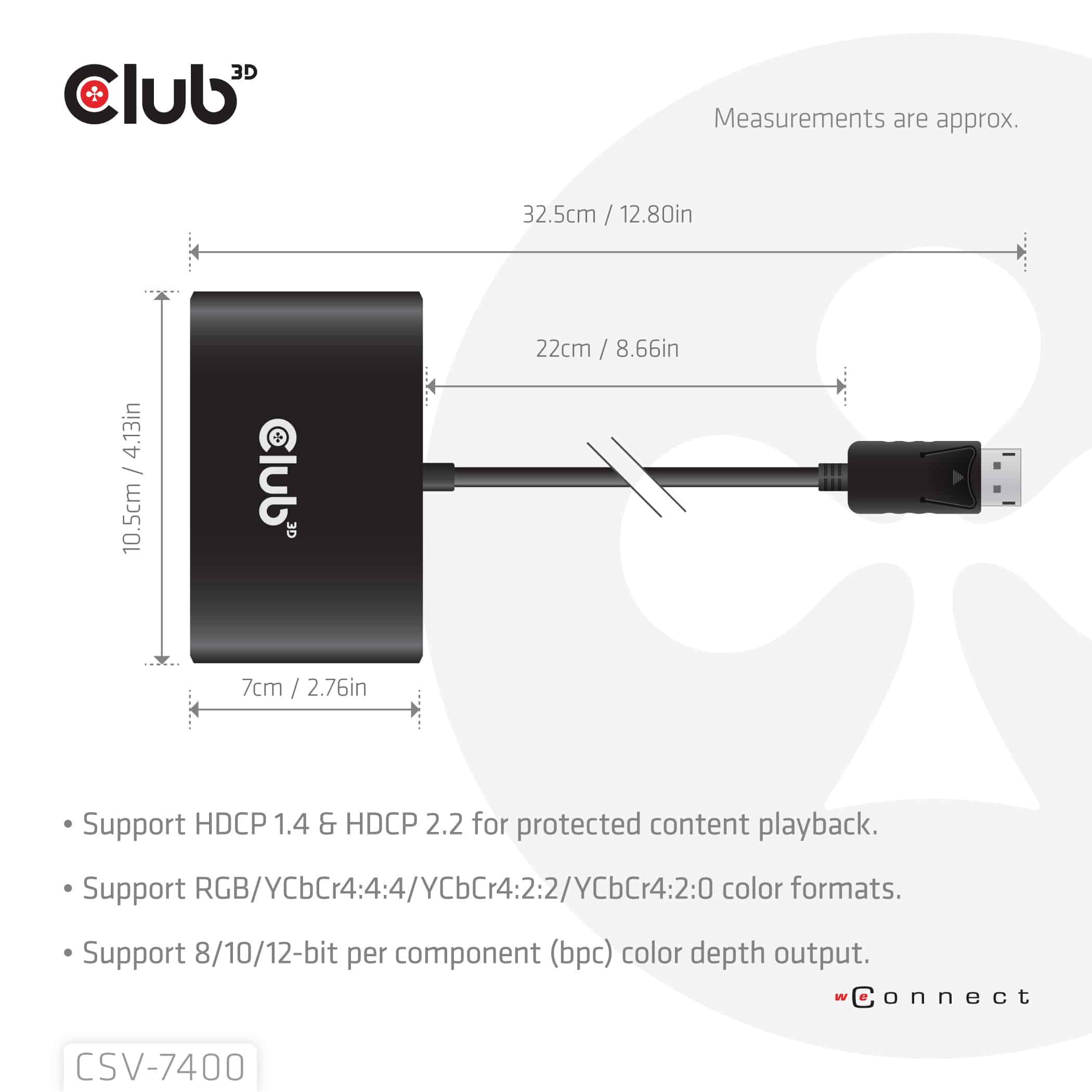 CLUB3D Quad DisplayPort Hub – 4 x 4K Resolution @ 30Hz, MST Support - Afbeelding 3
