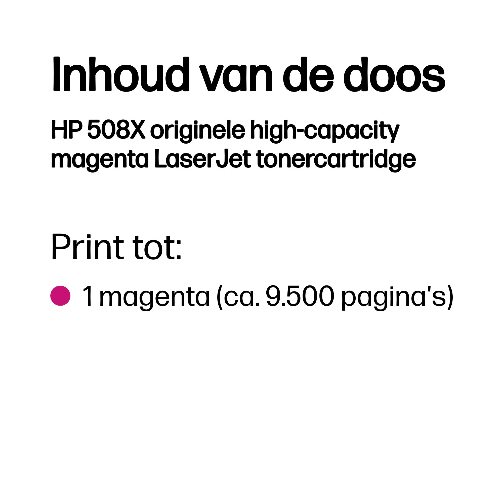HP CF363X 508X Original High-capacity toner cartridge, magenta, LaserJet, 9500 pages - Afbeelding 3
