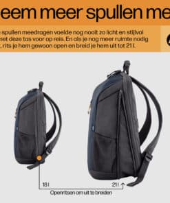 HP Travel 15,6 Laptop Backpack, 18 liter, Iron Grey - Afbeelding 5