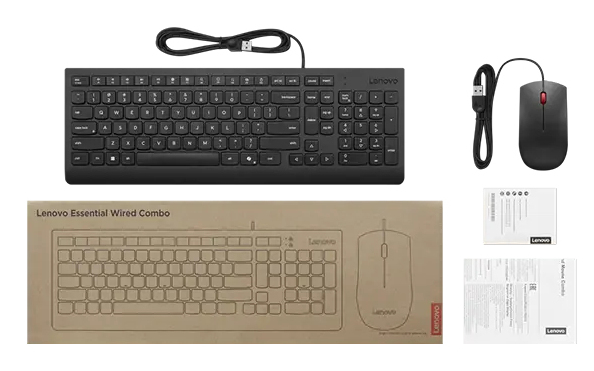 Lenovo 4X31R64403 toetsenbord Inclusief muis Thuis/Werk USB Belgisch, Frans Zwart - Afbeelding 4