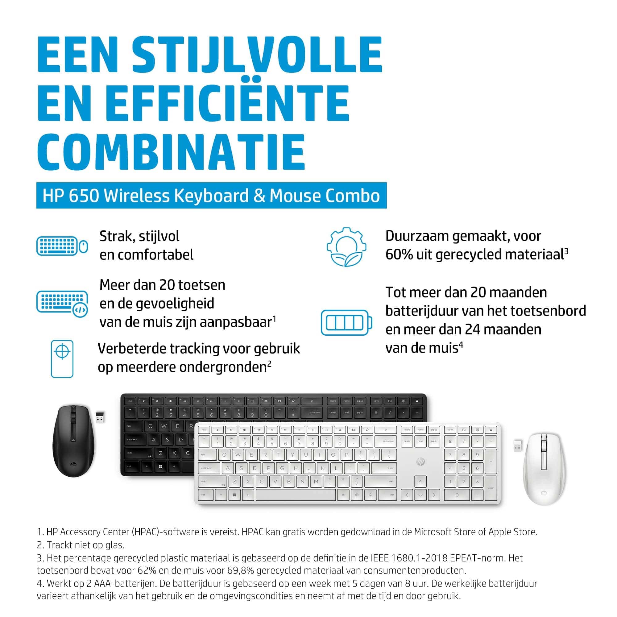 HP 650 draadloze toetsenbord- en muiscombinatie - Afbeelding 4