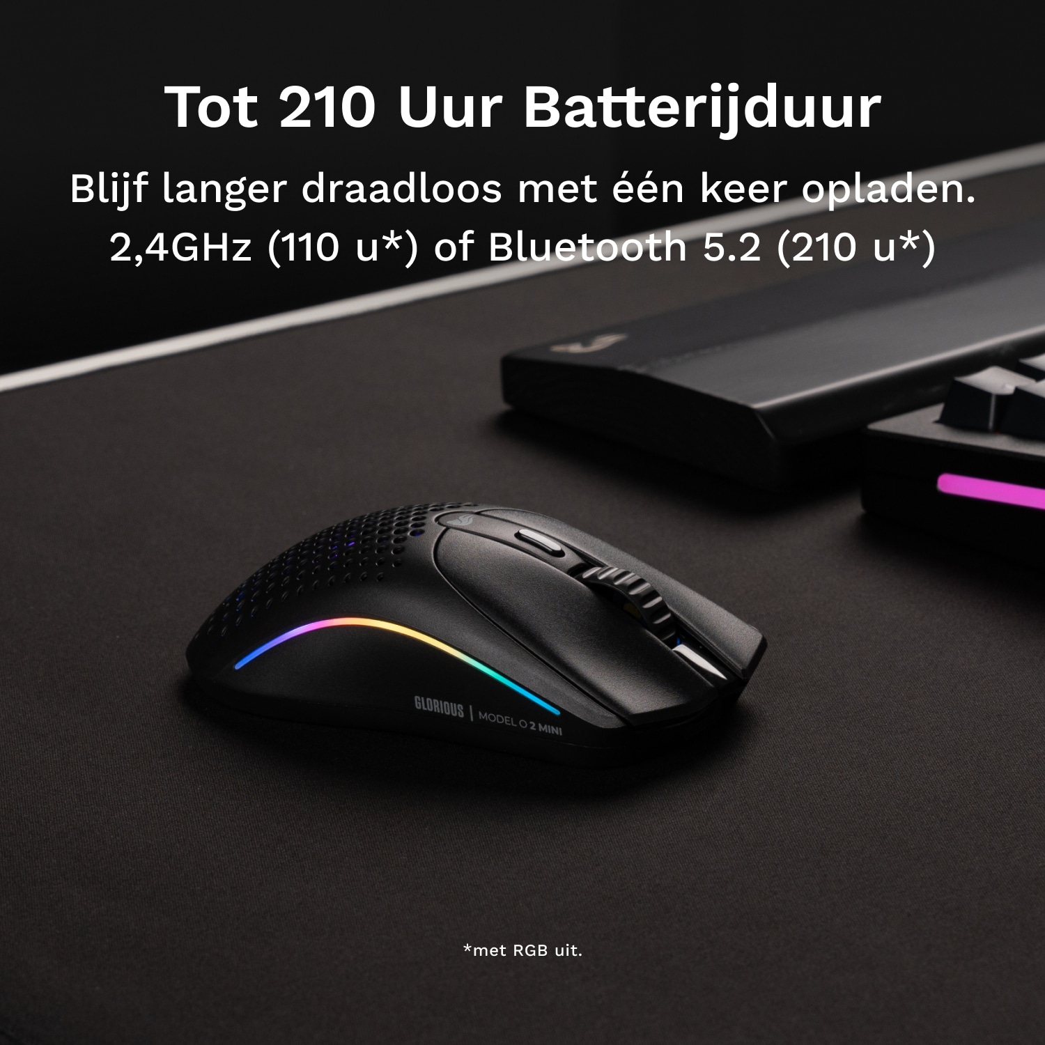 Glorious Gaming Model O 2 Mini Wireless muis Gamen Rechtshandig RF-draadloos + Bluetooth Optisch 26000 DPI - Afbeelding 5