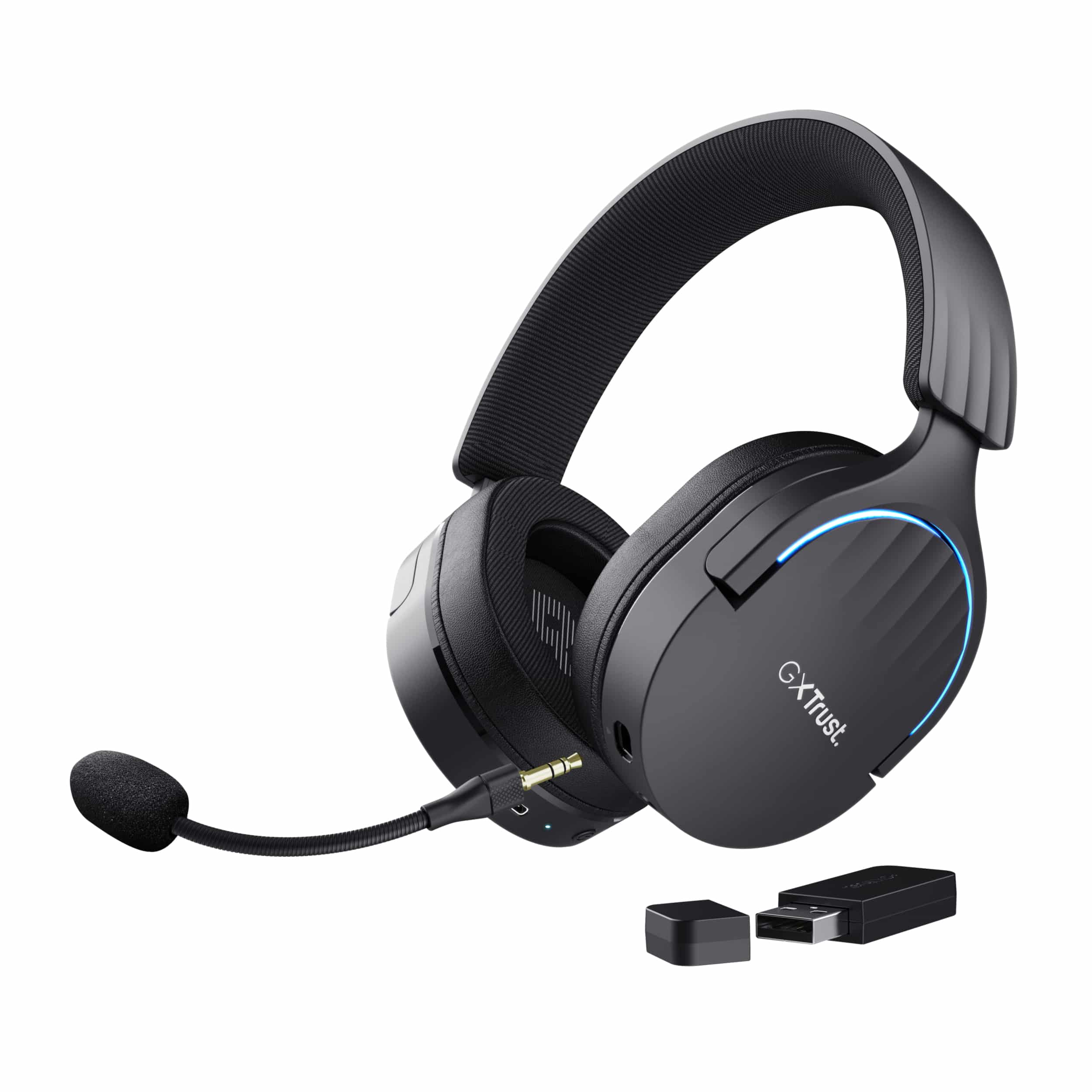 Trust GXT 491 Fayzo Gaming Headset - Draadloze gamingheadset – Bluetooth en USB verbinding – Afneembare microfoon – Zwart