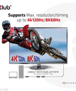 CLUB3D DisplayPort1.4 to HDMI 4K120Hz/8K60Hz HDR Active adapter M/F - Afbeelding 5