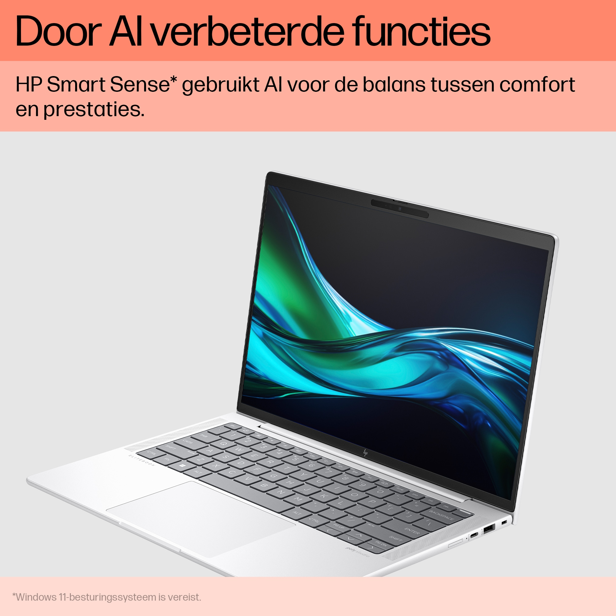 HP EliteBook 1040 G11 Intel Core Ultra 5 125H Laptop 35,6 cm (14") WUXGA 32 GB LPDDR5x-SDRAM 512 GB SSD Wi-Fi 6E (802.11ax) Windows 11 Pro AI PC Zilver - Afbeelding 3