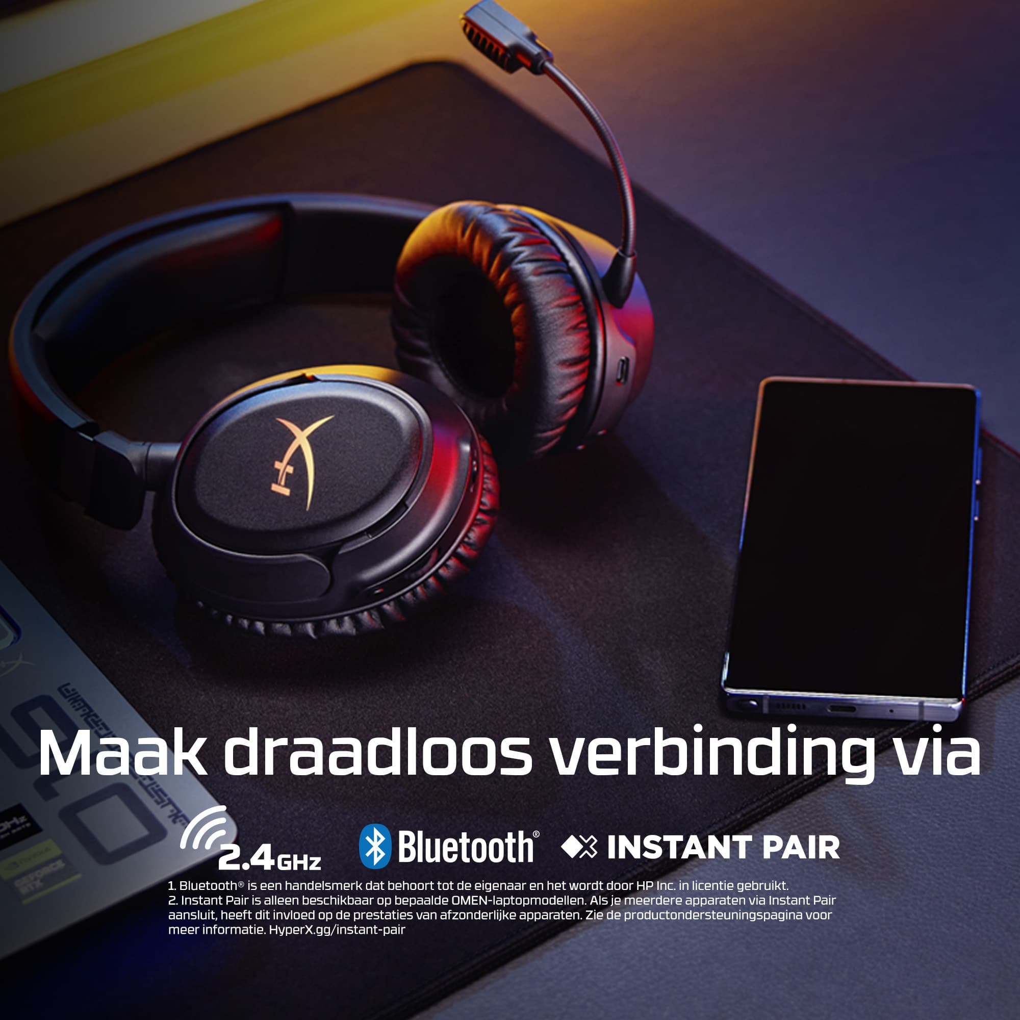 HyperX Cloud Flight 2 - Wireless Gaming Headset (White) - Afbeelding 2