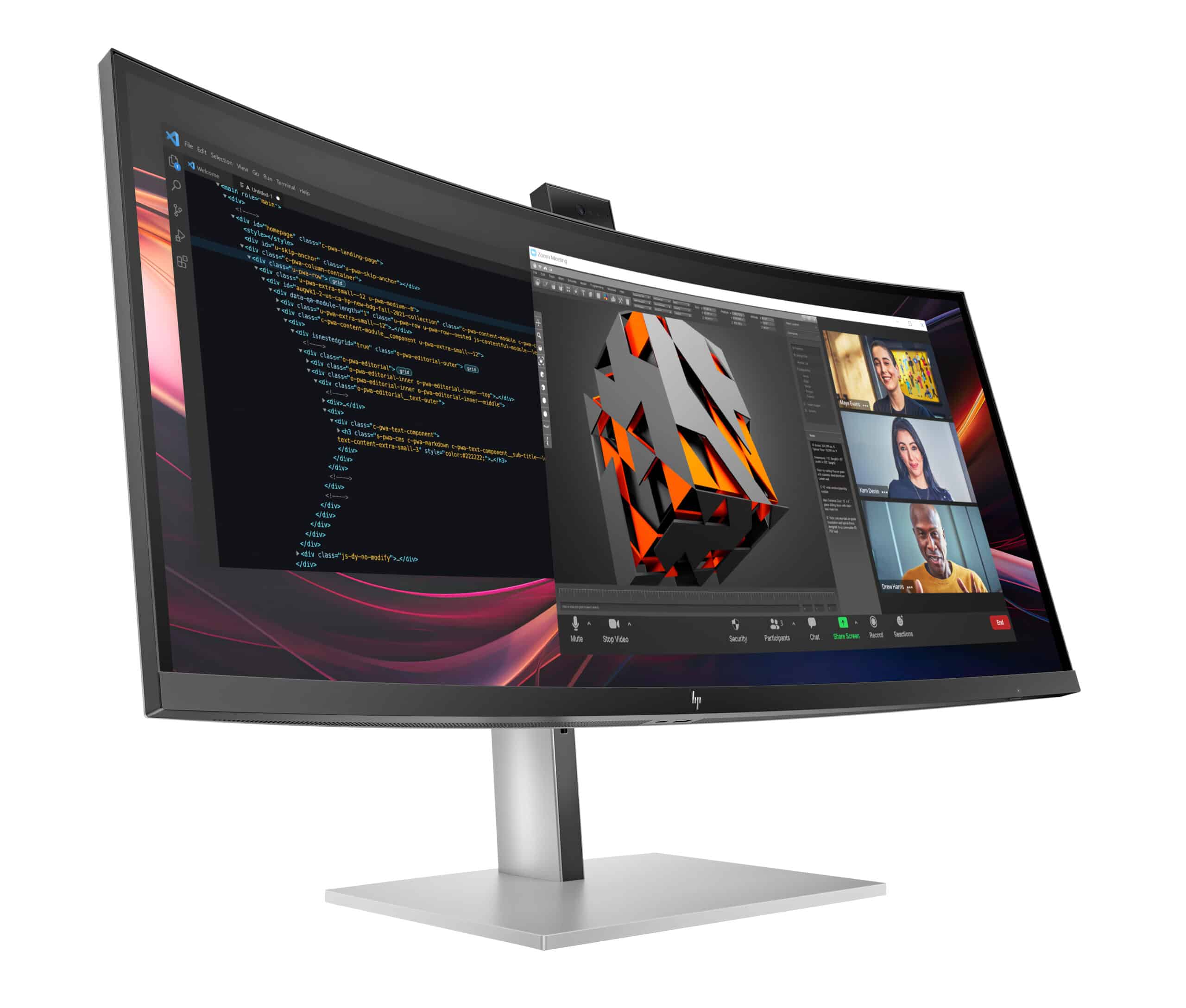 HP Series 7 Pro Serie 7 Pro 34 inch WQHD Conferencing Monitor - 734pm pvc-vrij - Afbeelding 2