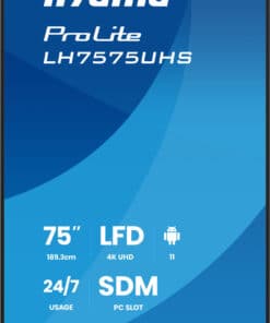 iiyama LH7575UHS-B2AG beeldkrant Digitale signage flatscreen 190,5 cm (75") LCD Wifi 500 cd/m² 4K Ultra HD Zwart Type processor Android 11 24/7 - Afbeelding 3