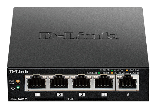 D-Link DGS-1005P/E netwerk-switch Unmanaged Gigabit Ethernet (10/100/1000) Power over Ethernet (PoE) Zwart