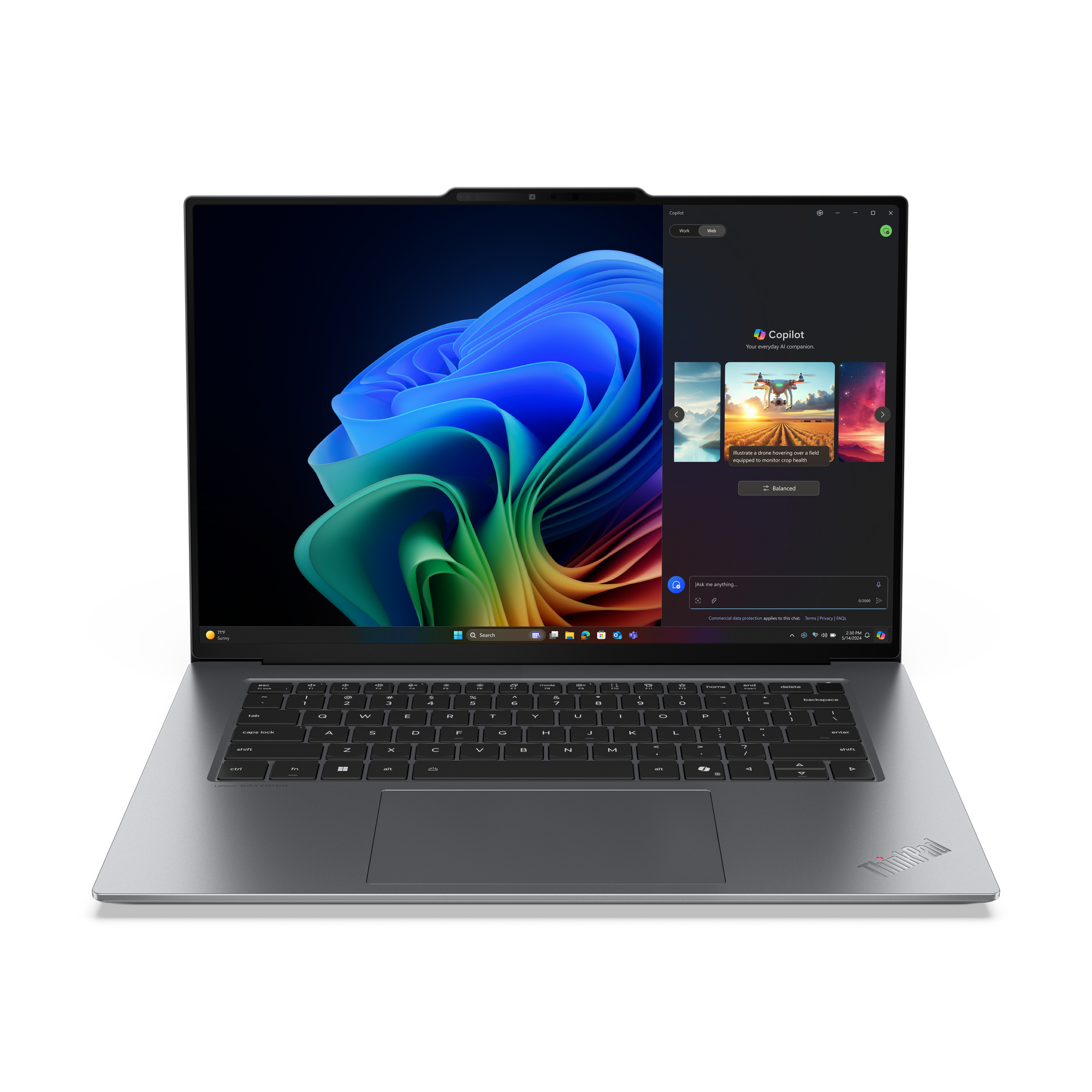 Lenovo ThinkPad X9-15 Gen 1 Aura Edition Copilot+ PC Intel Core Ultra 7 258V Laptop 38,9 cm (15.3") Touchscreen 2.8K 32 GB LPDDR5x-SDRAM 1 TB SSD Wi-Fi 7 (802.11be) Windows 11 Pro Belgisch Grijs