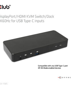 CLUB3D DisplayPort/HDMI KVM Switch/Dock 4K60Hz For USB Type-C inputs - Afbeelding 3