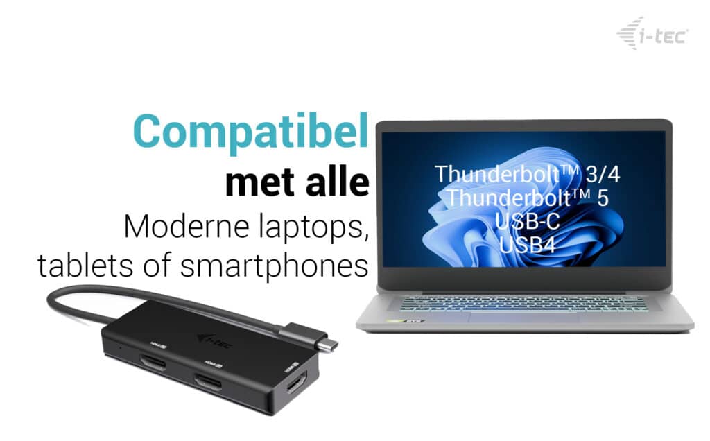 i-tec USB-C Triple 4K HDMI Video Adapter, Power Delivery 100W - Afbeelding 2