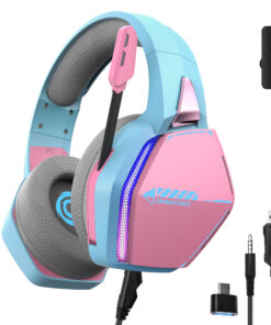 Oniverse Nebula Headset Bedraad Hoofdband Gamen USB Type-A Cyaan, Roze