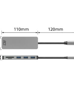 ACT USB-C hub 3.0, 3x USB-A, cardreader, PD pass-through - Afbeelding 6