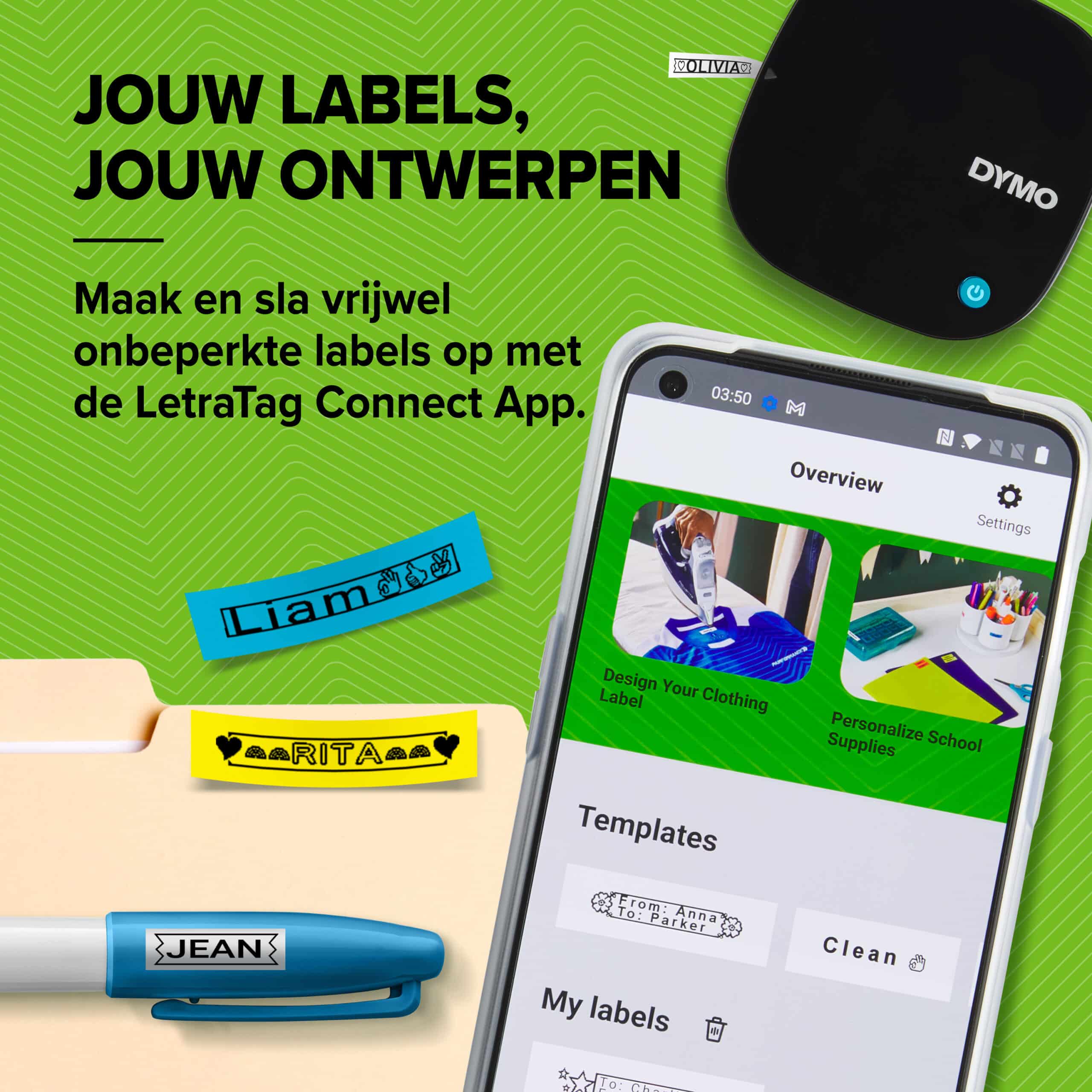 DYMO LetraTag 200B labelprinter met bluetooth | Compacte labelmaker | Verbinding via draadloze bluetoothtechnologie met iOS en Android | Inclusief 1 witte papieren etikette - Afbeelding 2
