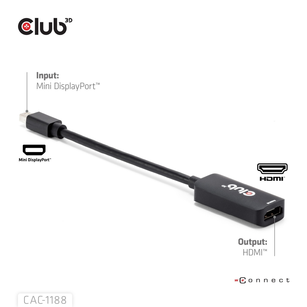 CLUB3D Mini DisplayPort™ 1.4 to HDMI™ 8K60Hz M/F Adapter - Afbeelding 5