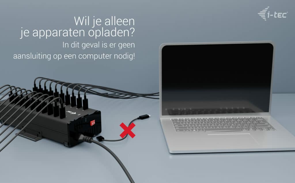 i-tec USB-C/USB-A Metal Charging + data HUB, 15W per port, 20x USB-C - Afbeelding 4