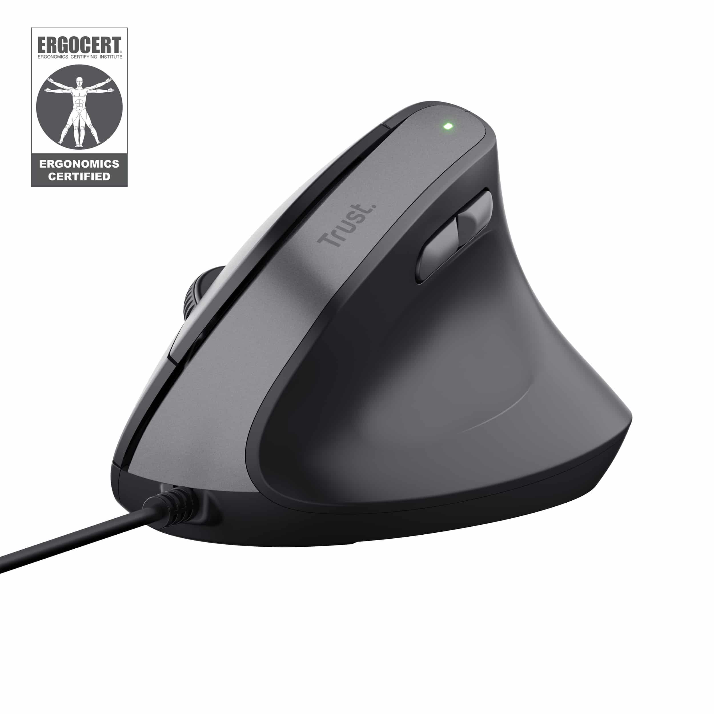 Trust Bayo II Ergonomische bedrade muis – ergonomische muis – rechtshandige muis – USB Type‑A aansluiting – Zwart