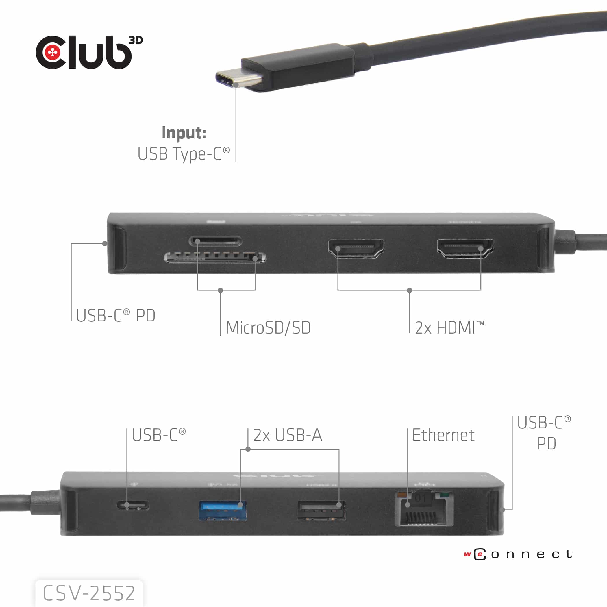 CLUB3D 9-1 Dual HDMI™ USB-C® Hub PD3.0 100W - Afbeelding 4