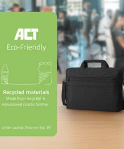 ACT Urban schoudertas voor laptops tot 16”, gemaakt van gerecyclede plastic flessen - Afbeelding 4