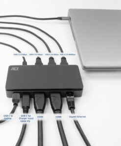 ACT USB-C 4K MST dockingstation voor 2 HDMI-monitoren, Ethernet, USB-C, 3x USB-A, PD passthrough en 1 meter lange afneembare USB-C-kabel - Afbeelding 7
