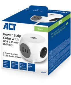 ACT AC2420 power uitbreiding 1,5 m 3 AC-uitgang(en) Binnen Wit - Afbeelding 4