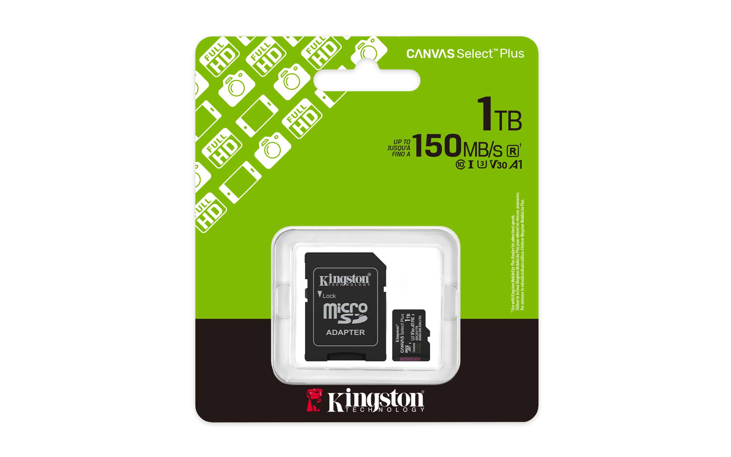 Kingston Technology 1TB microSDXC Canvas Select Plus Gen3 150MB/s A1 kaart + adapter - Afbeelding 5