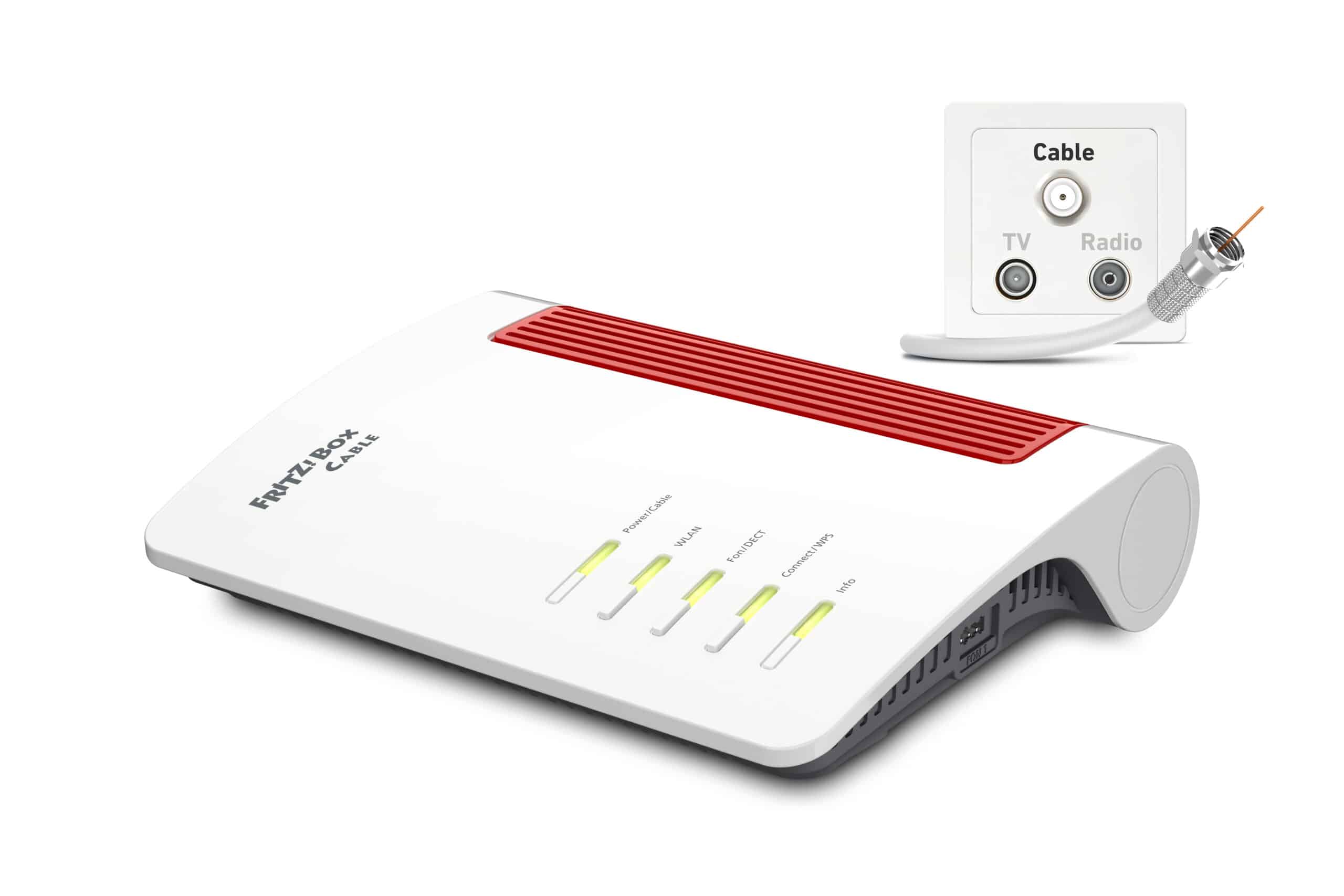 Box FRITZ! 6670 Cable Edition International draadloze router 2.5 Gigabit Ethernet Dual-band (2.4 GHz / 5 GHz) Rood, Wit - Afbeelding 2