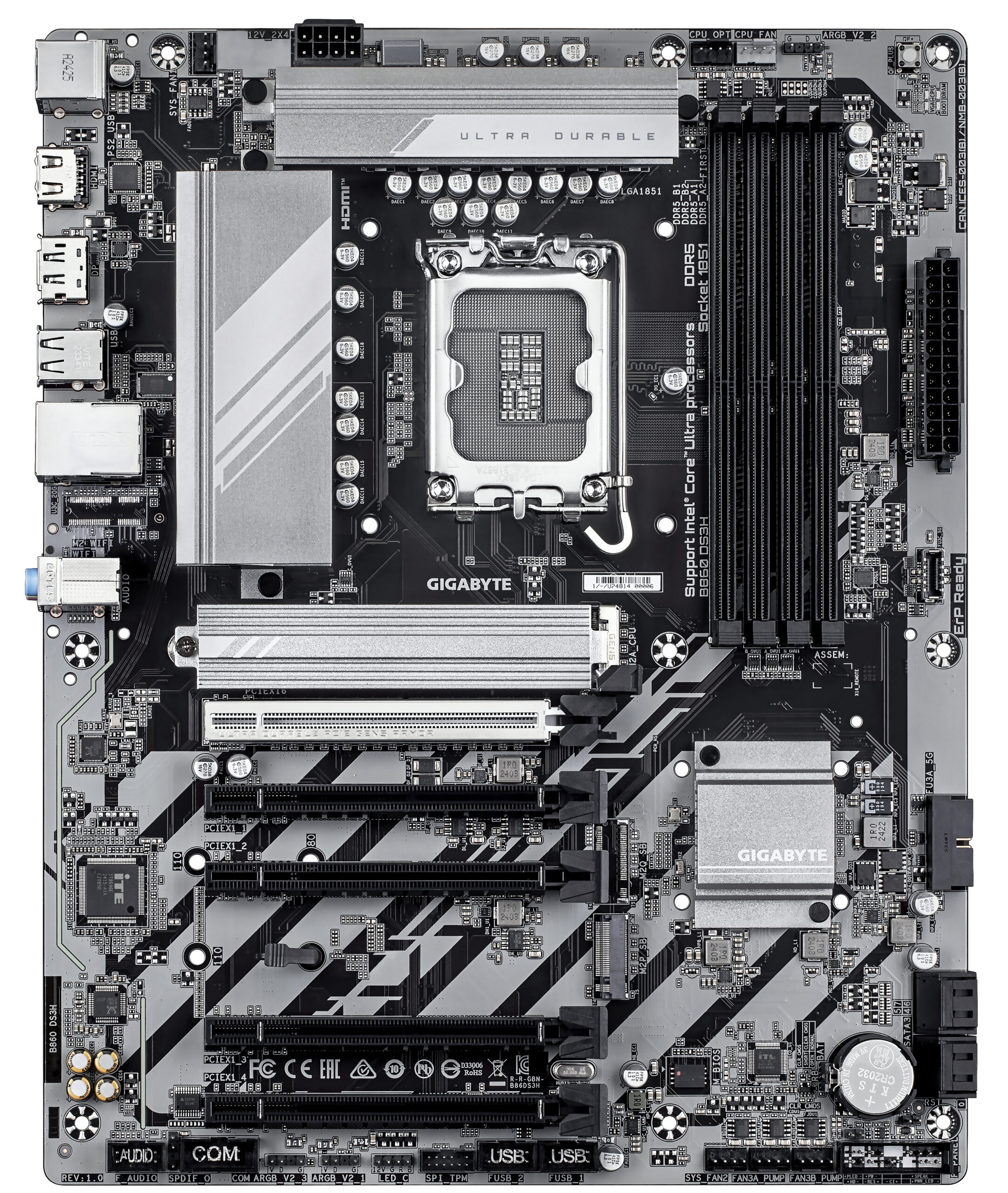 GIGABYTE B860 DS3H moederbord Intel B860 LGA 1851 (Socket V1) ATX - Afbeelding 2