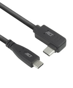 ACT USB 3.0 10Gbps 60W USB Type-C (recht) naar USB Type-C (haaks links/rechts) kabel, 1 meter